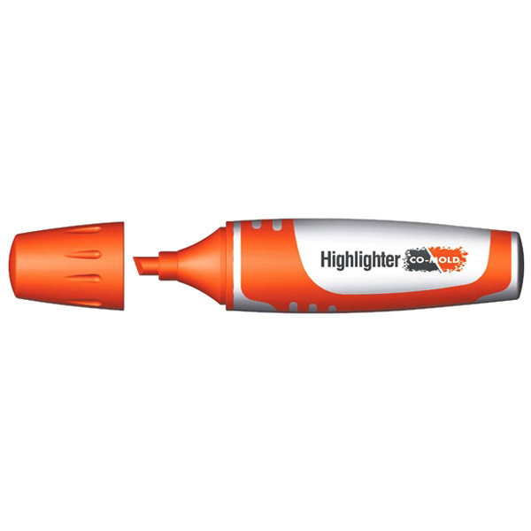 Co-mold highligter or permanent marker